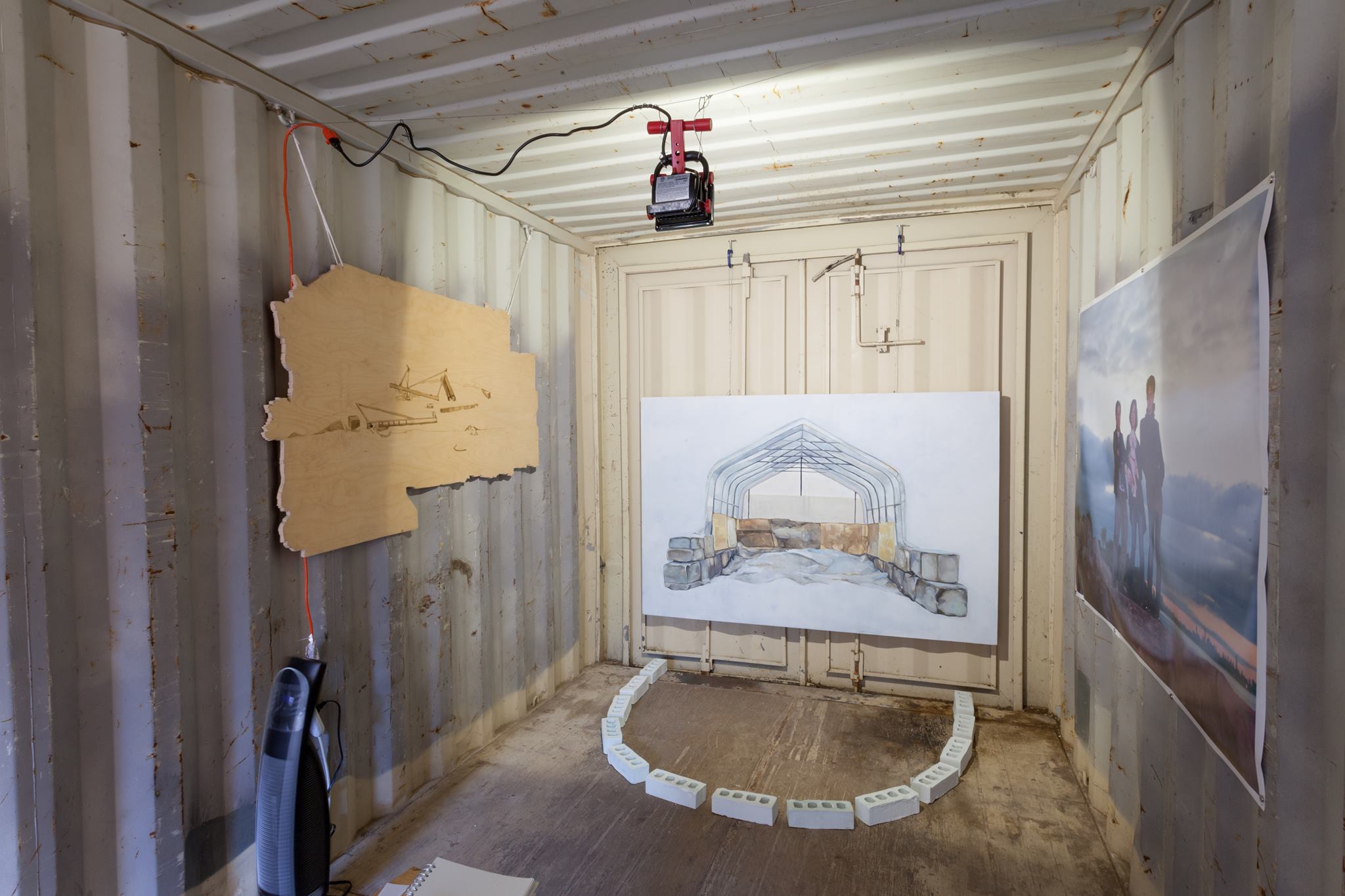 Installation view of Everyday is a Lifetime, a solo show inside a shipping container, 2017